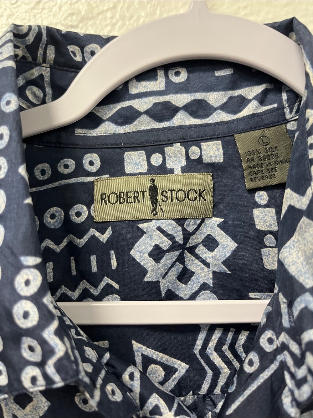 Robert Stock Vintage Navy & White Geometric Short Sleeve Button-Down
#1073 - Picture 2 of 4
